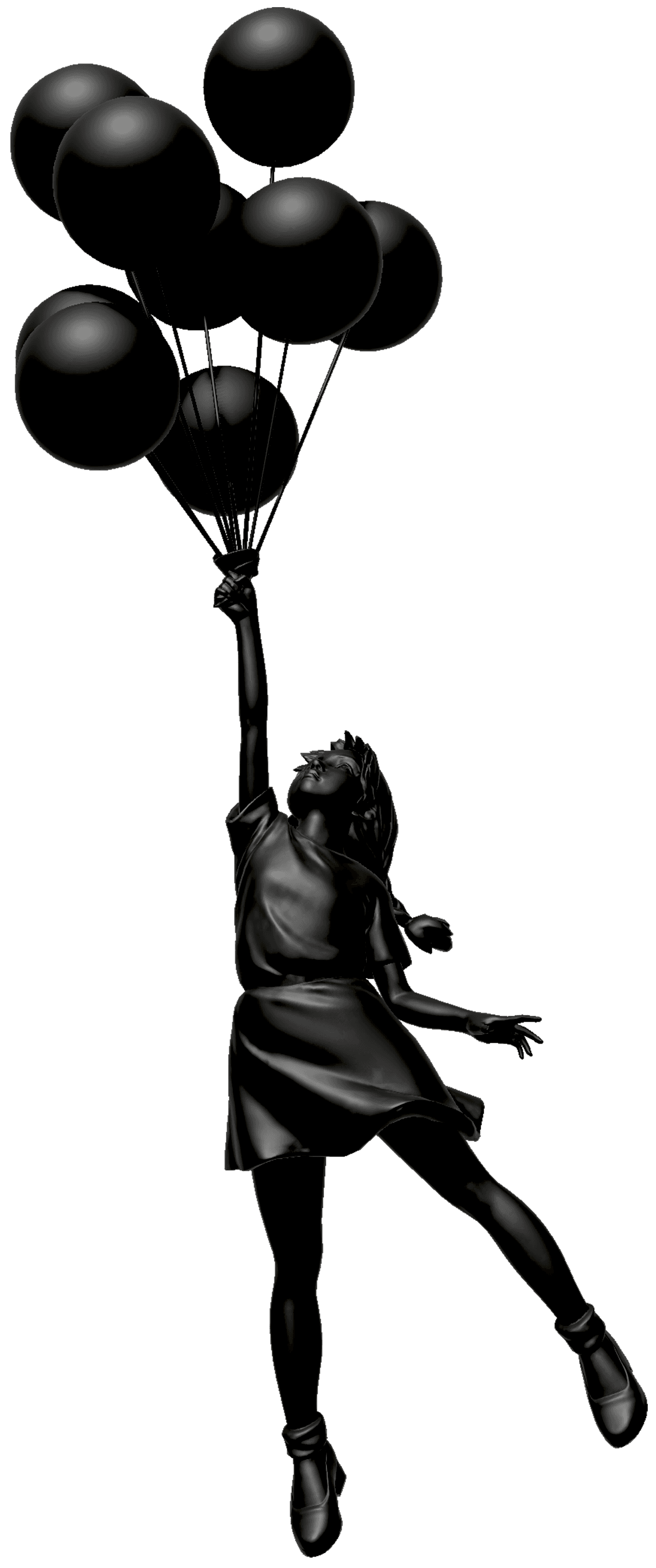 Flying Balloons Girl (Black Edition)