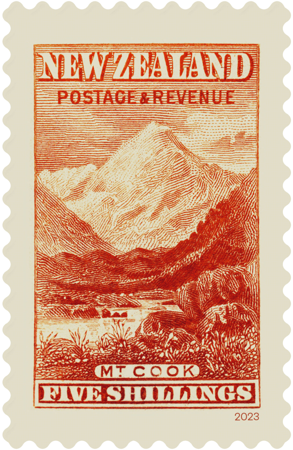 Single 5s 'Mount Cook' gummed stamp image 1