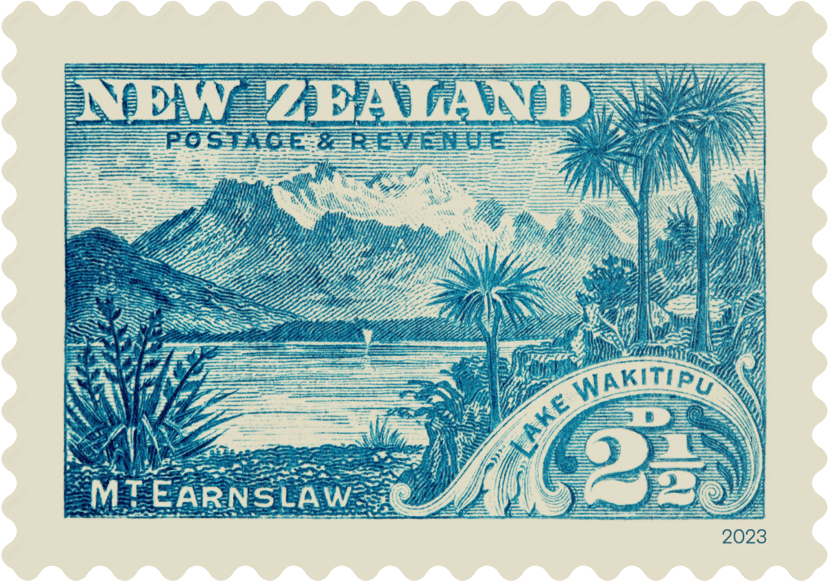Single 2 1/2d 'Lake Wakitipu' gummed stamp image 1