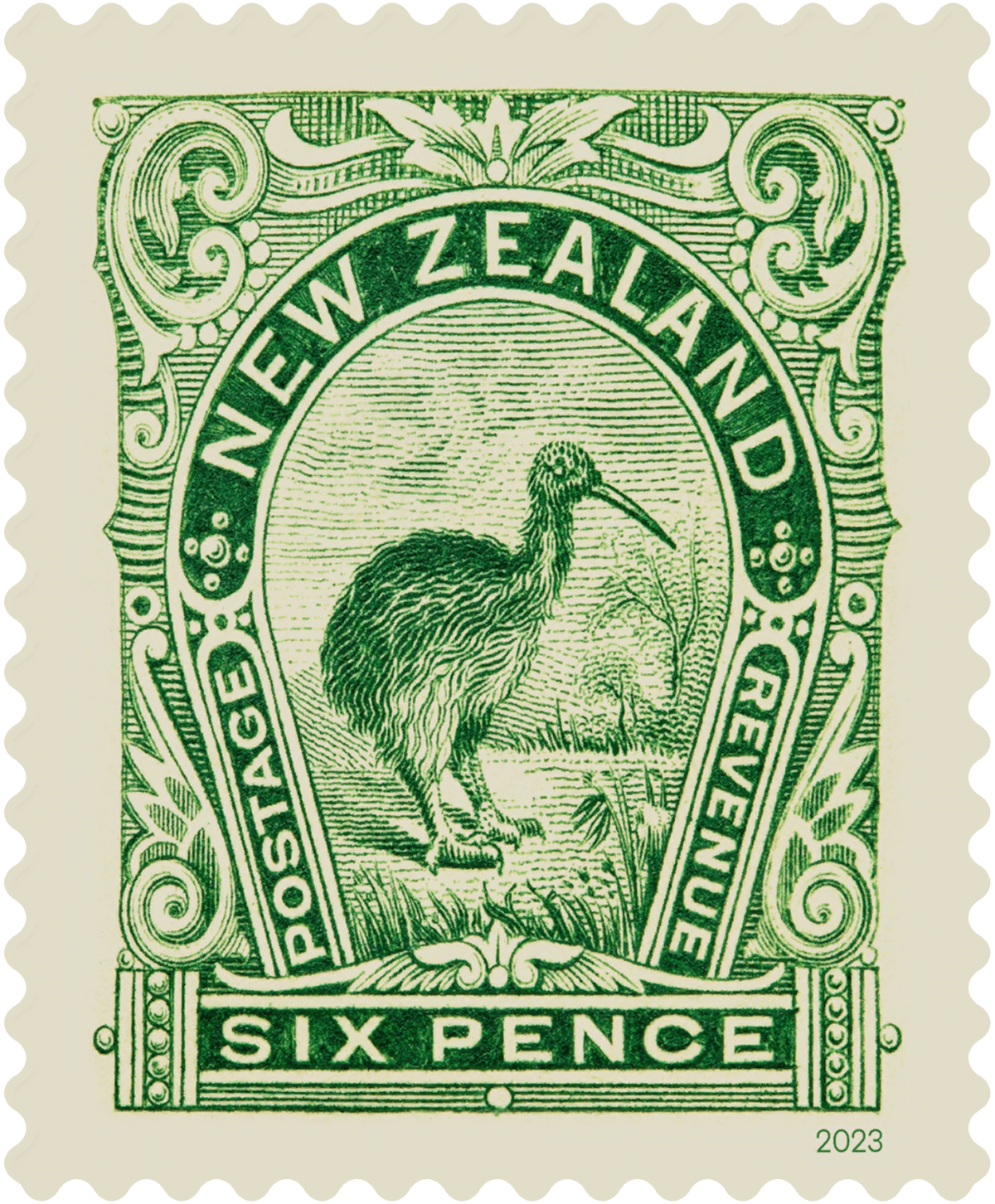 Single 6d 'Kiwi' gummed stamp image 1