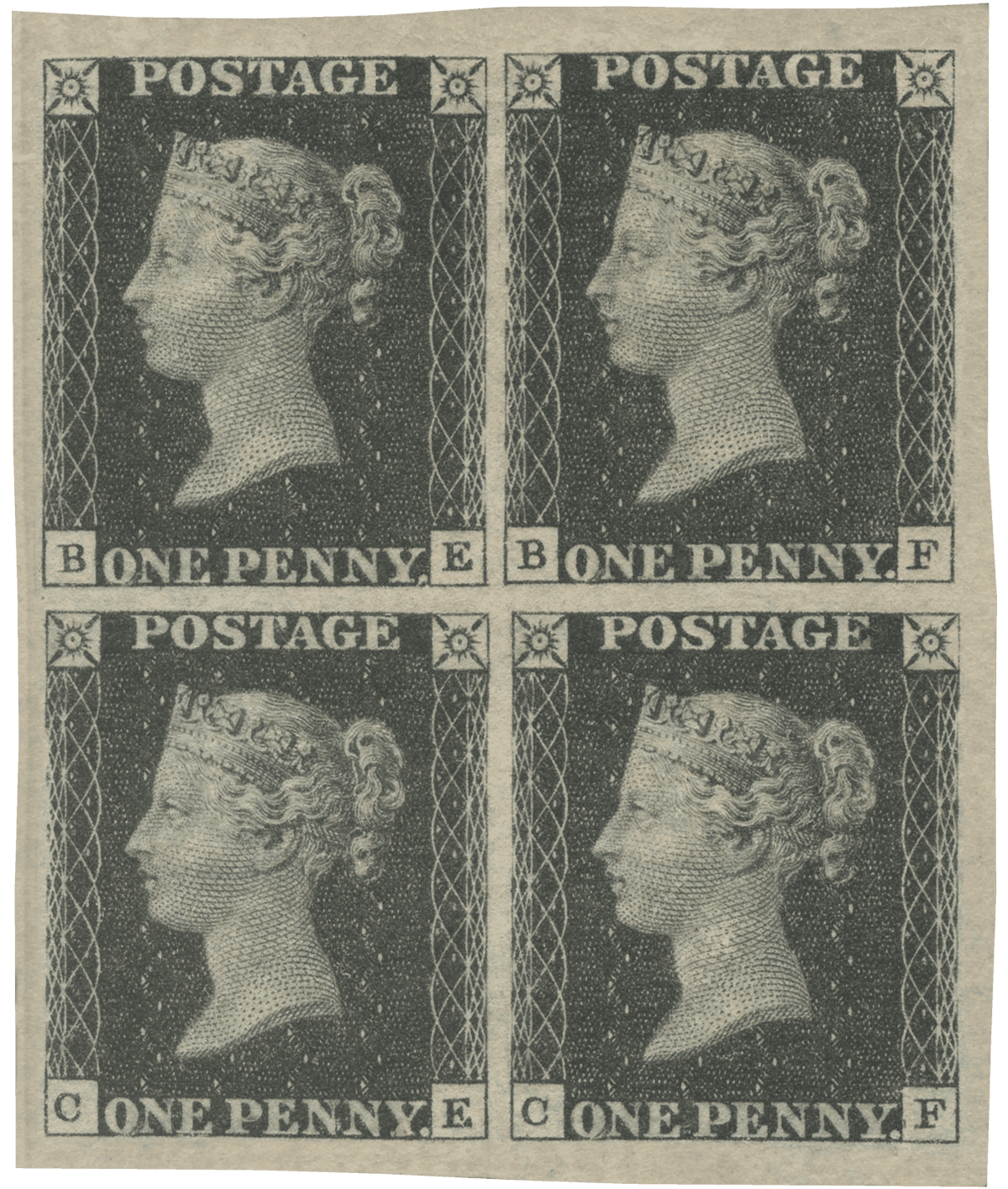 1840 Penny Black BE-CF mint block image 1