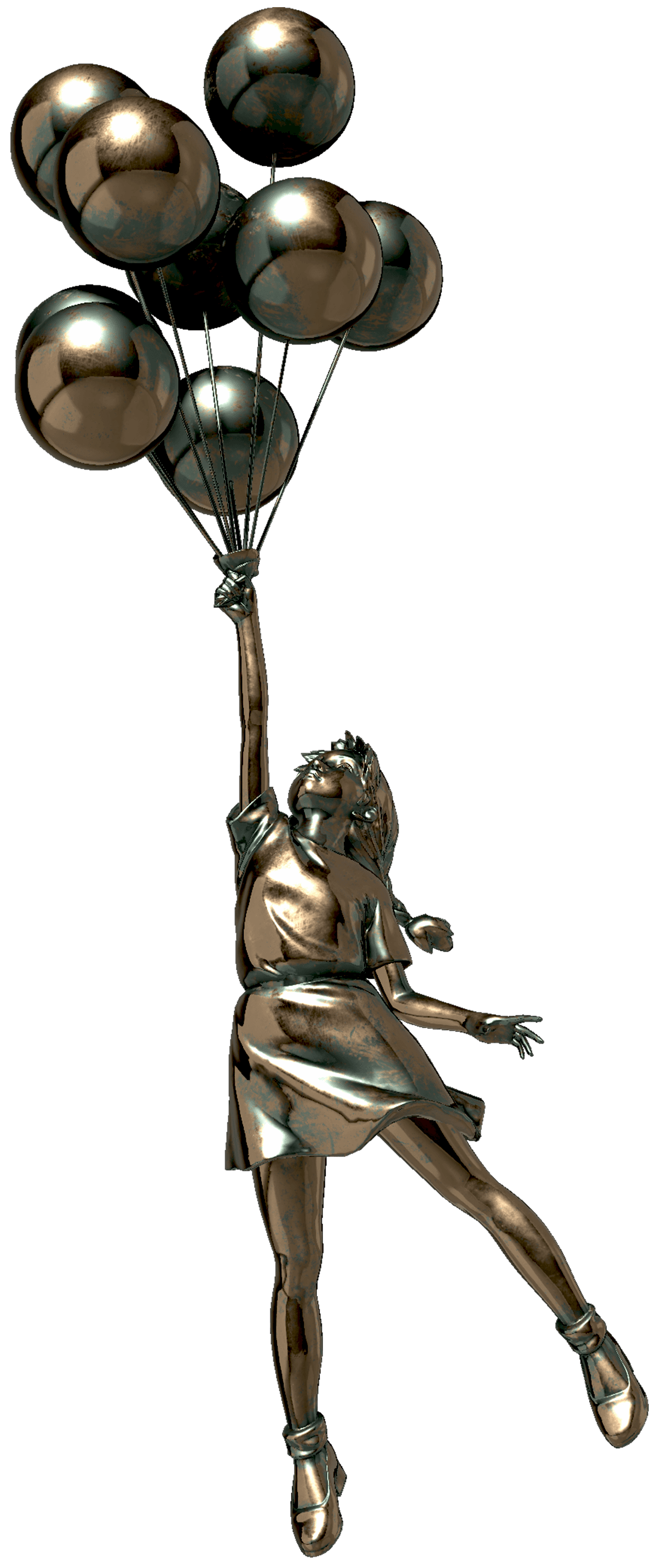Flying Balloons Girl (Bronze Statue Edition)
