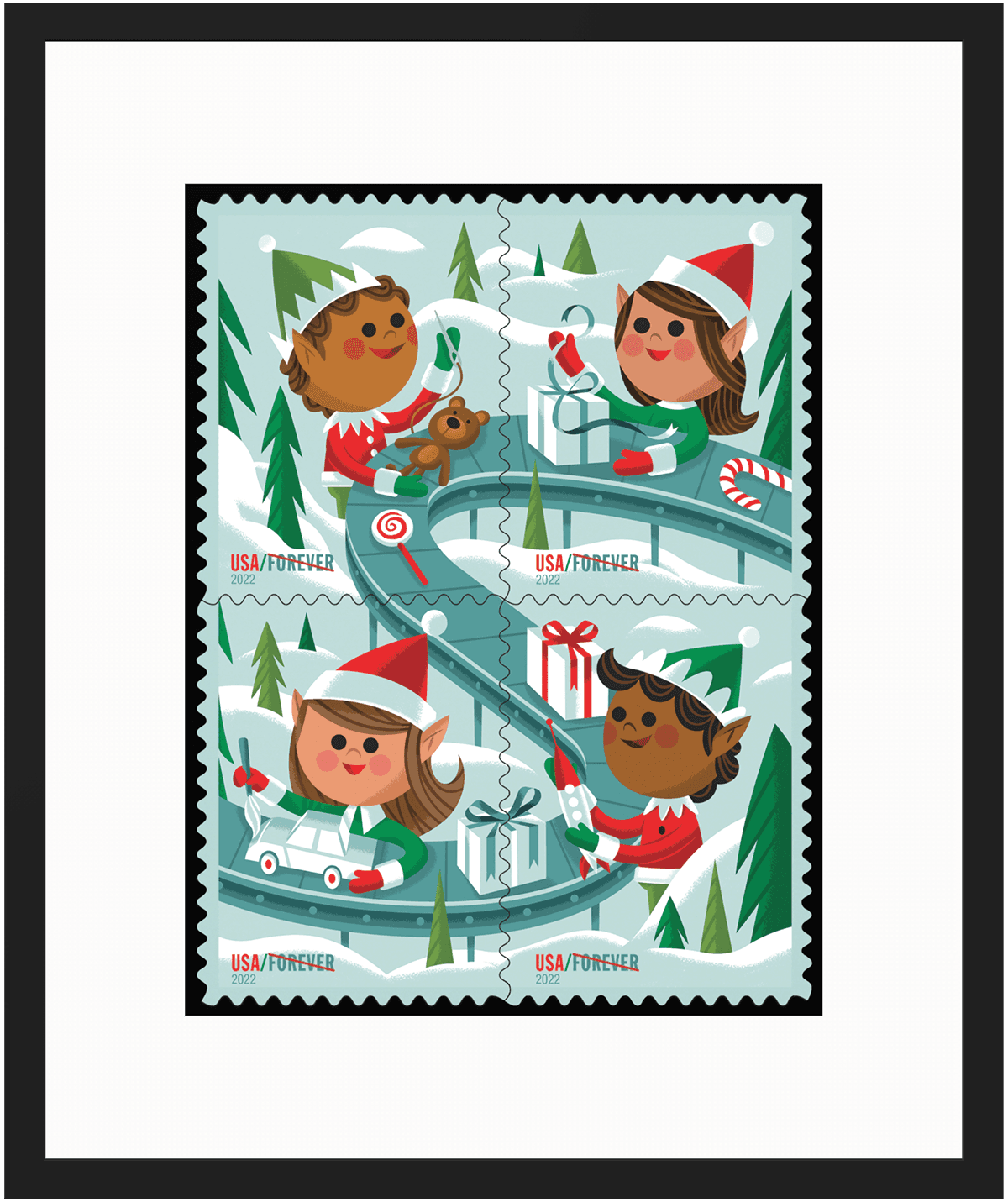 Holiday Elves - Block of Four image 1