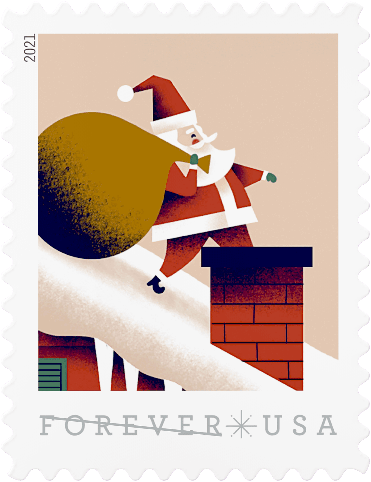 Santa on a Snowy Rooftop image 1