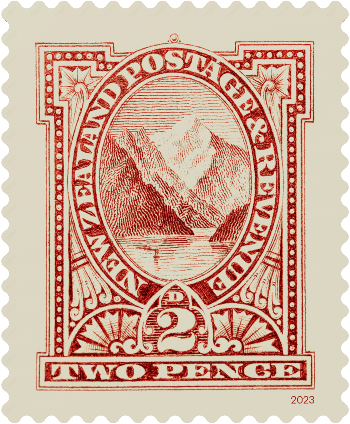 Single 2d 'Pembroke Peak' gummed stamp image 1