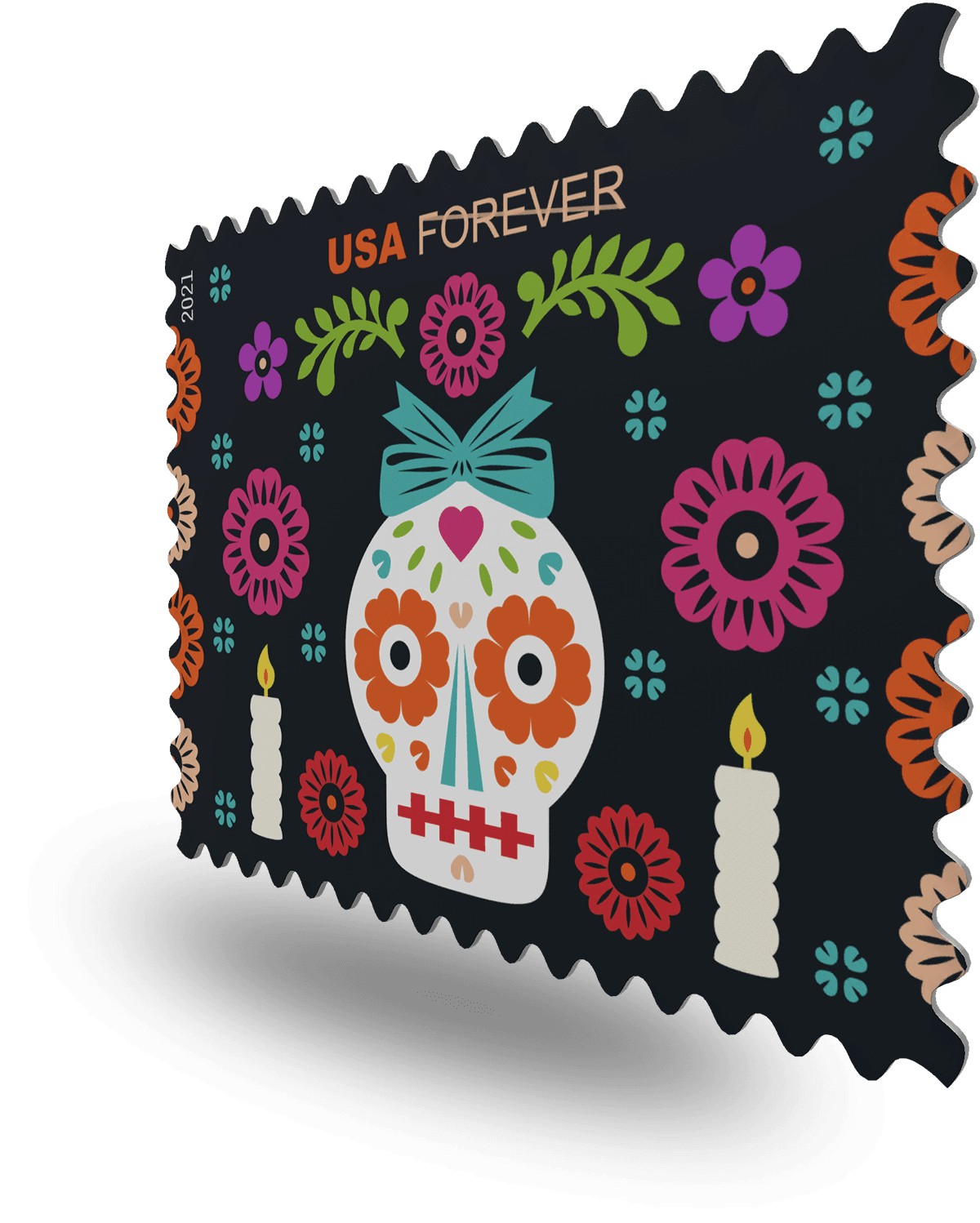 Day of the Dead Child with Hair Bow image 1