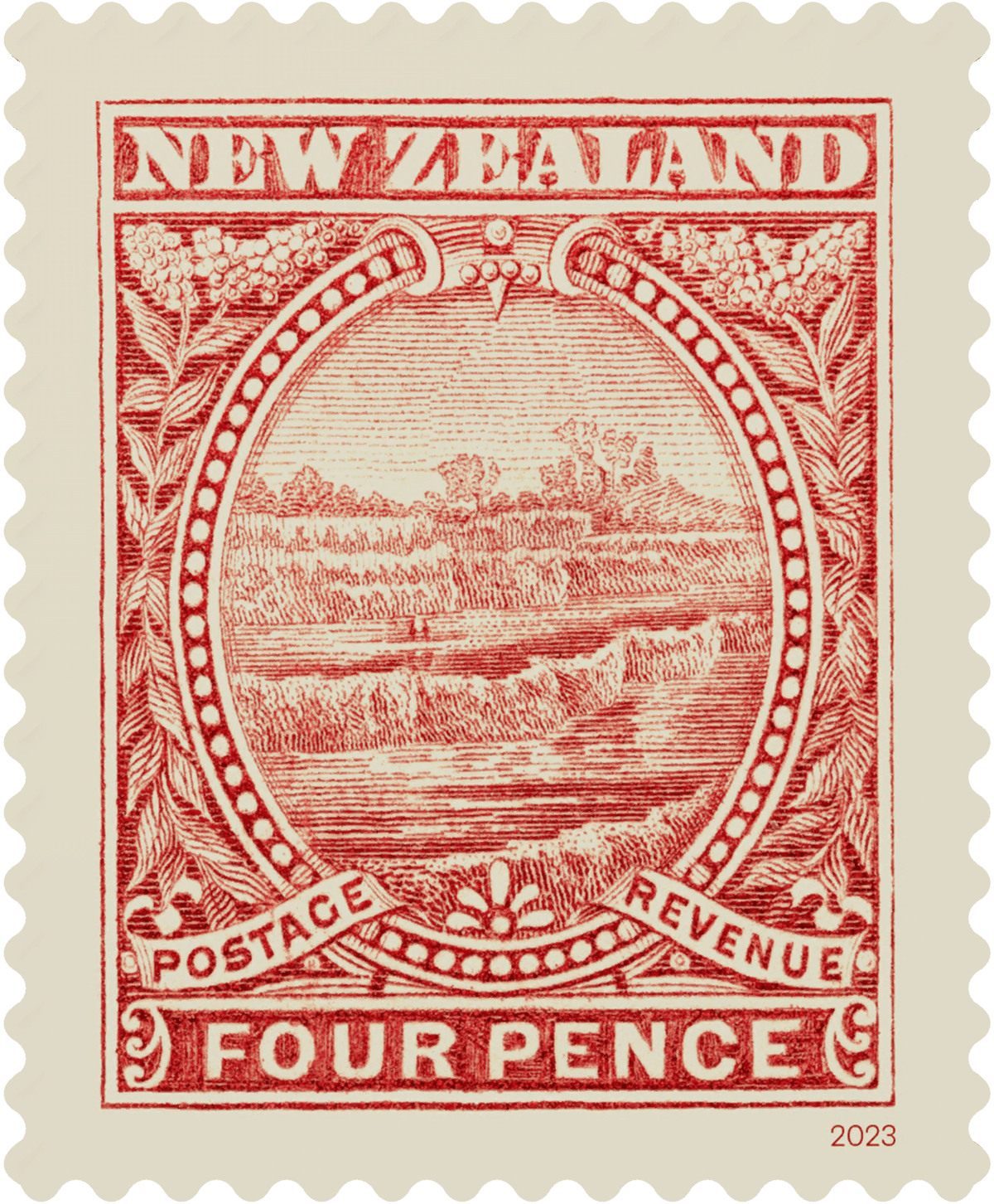 Single 4d 'White Terraces' gummed stamp image 1