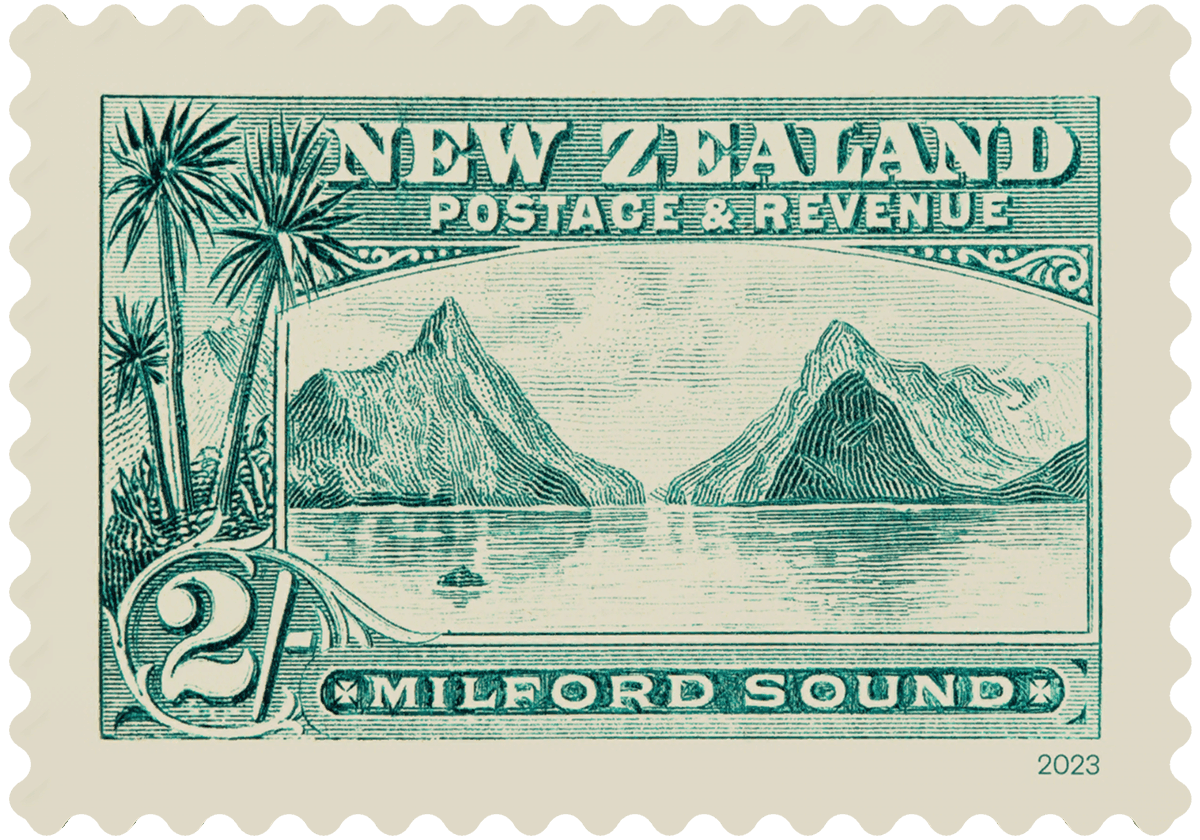 Single 2s 'Milford Sound' gummed stamp image 1