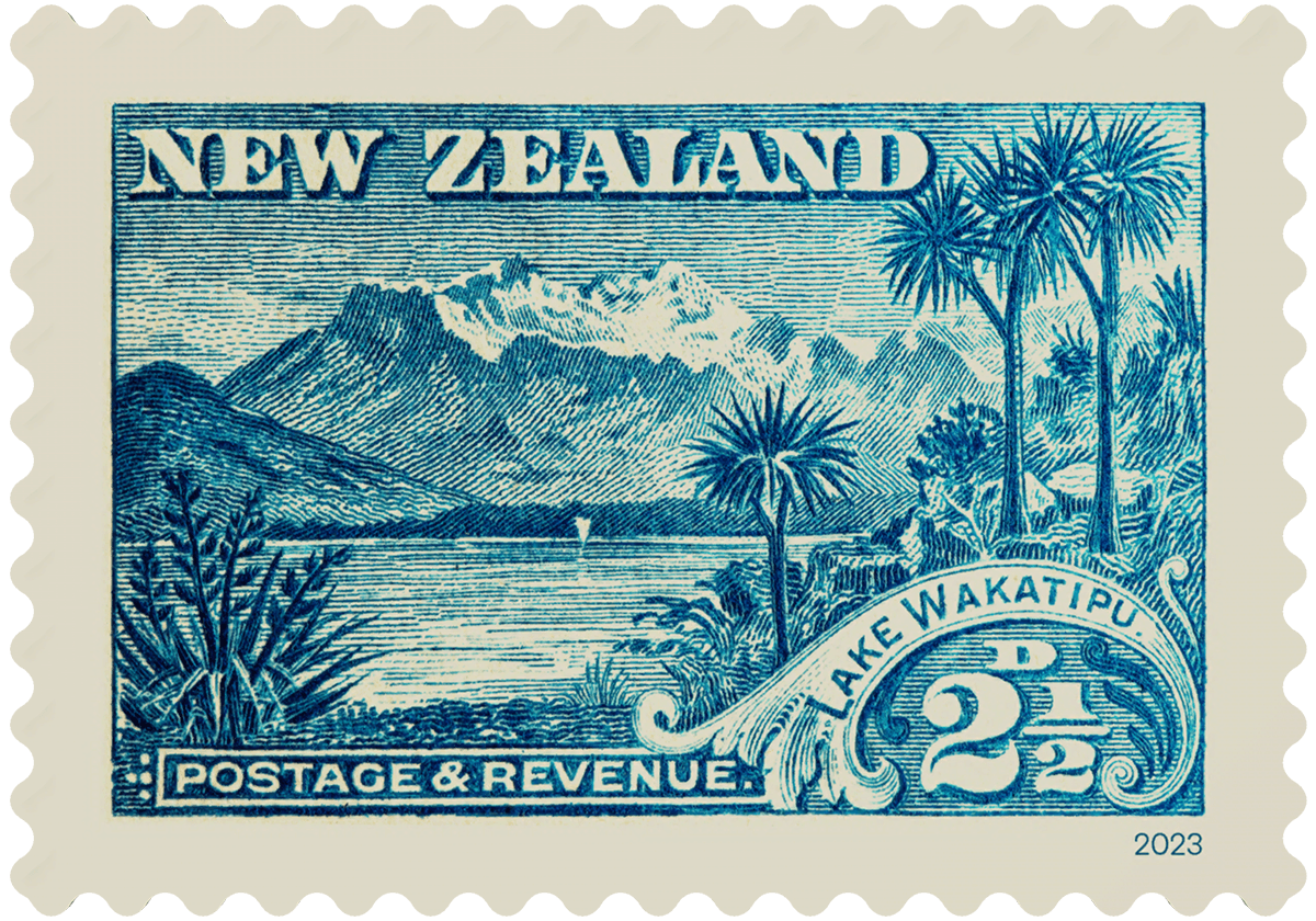 Single 2 1/2d 'Lake Wakatipu' gummed stamp image 1