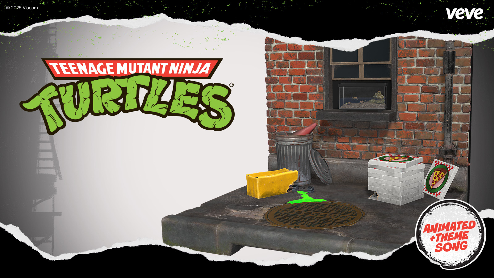 Teenage Mutant Ninja Turtles banner featuring Michelangelo, Leonardo, Donatello, and Raphael