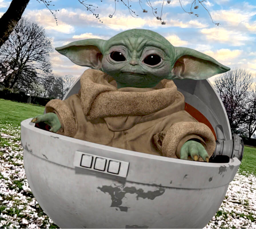 Grogu collectible in augmented reality
