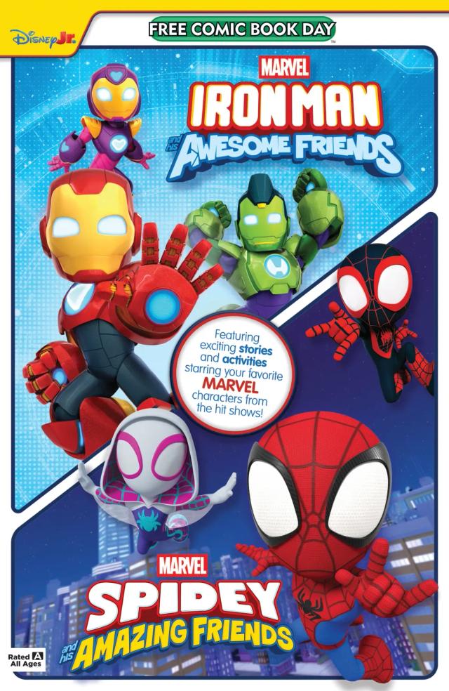 Cover for Free Comic Book Day 2025: Iron Man & His Awesome Friends/Spidey & His Amazing Friends issue 1