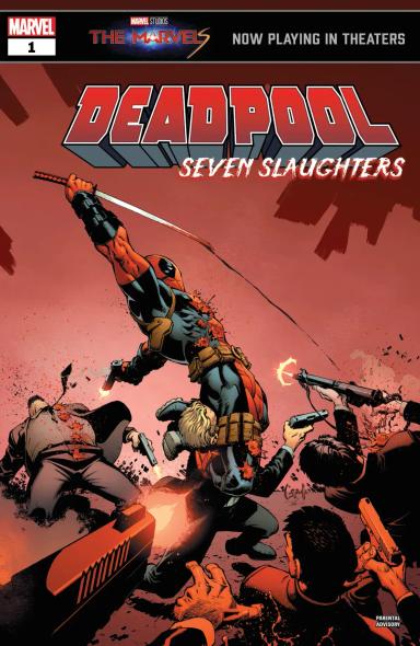 Cover for comic book series called Deadpool: Seven Slaughters