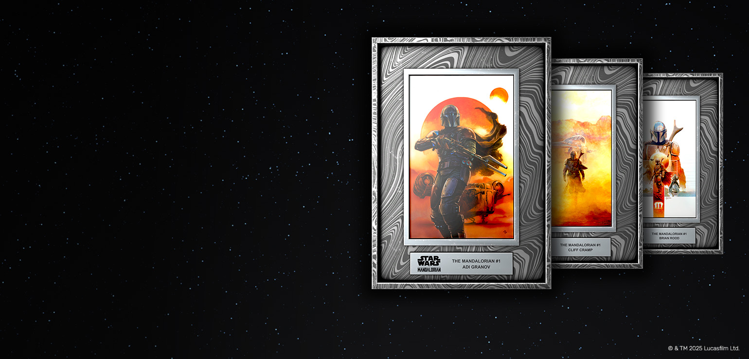 The Mandalorian comic art frames featuring digital variants